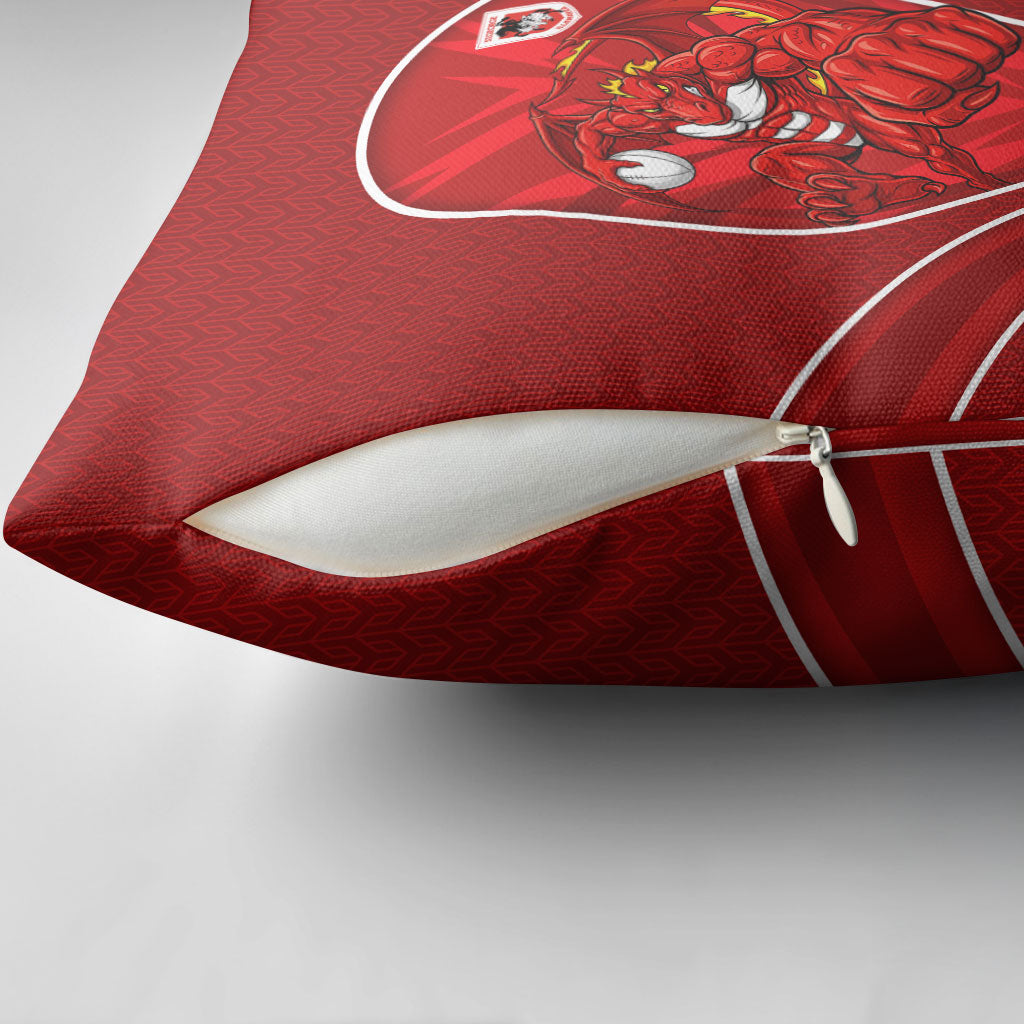 St George Illawarra Dragons Rugby Mascot Pillow Cover Australian Rugby Culture - Tribal Inspired Dragon