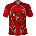 St George Illawarra Dragons Rugby Mascot Polo Shirt Australian Rugby Culture - Tribal Inspired Dragon