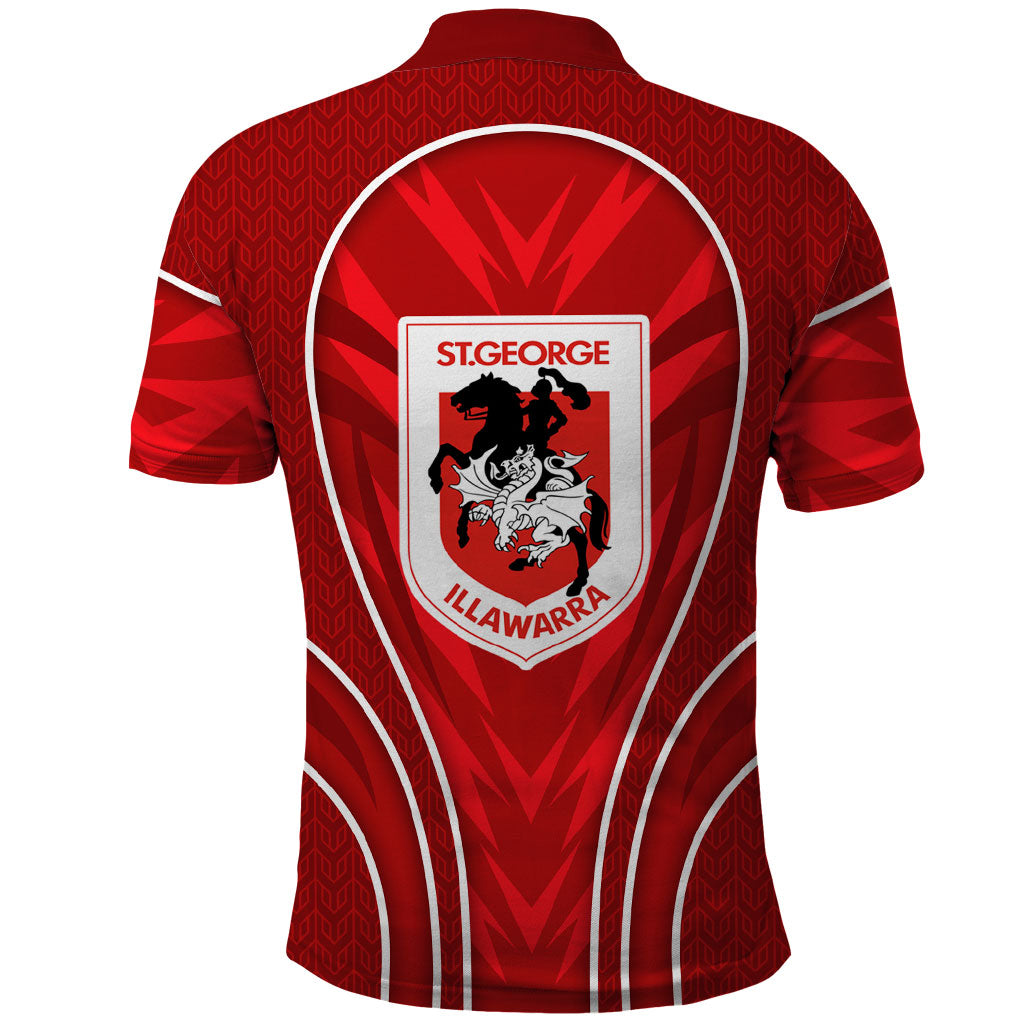 St George Illawarra Dragons Rugby Mascot Polo Shirt Australian Rugby Culture - Tribal Inspired Dragon