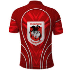 St George Illawarra Dragons Rugby Mascot Polo Shirt Australian Rugby Culture - Tribal Inspired Dragon