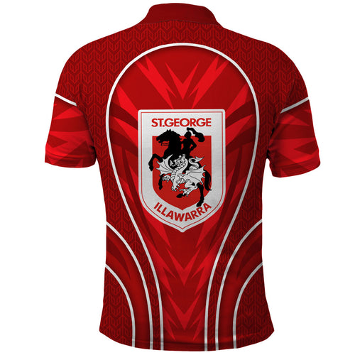 St George Illawarra Dragons Rugby Mascot Polo Shirt Australian Rugby Culture - Tribal Inspired Dragon