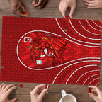St George Illawarra Dragons Rugby Mascot Puzzle Australian Rugby Culture - Tribal Inspired Dragon