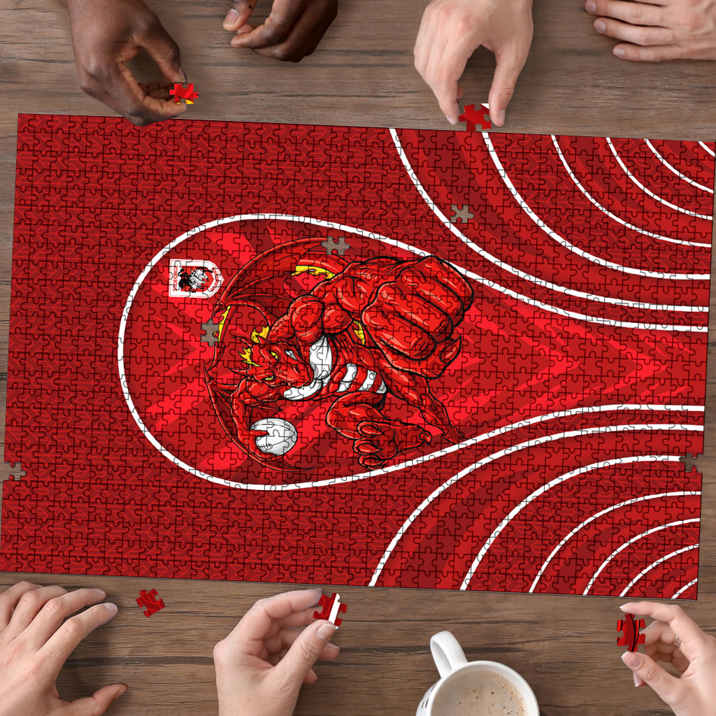 St George Illawarra Dragons Rugby Mascot Puzzle Australian Rugby Culture - Tribal Inspired Dragon