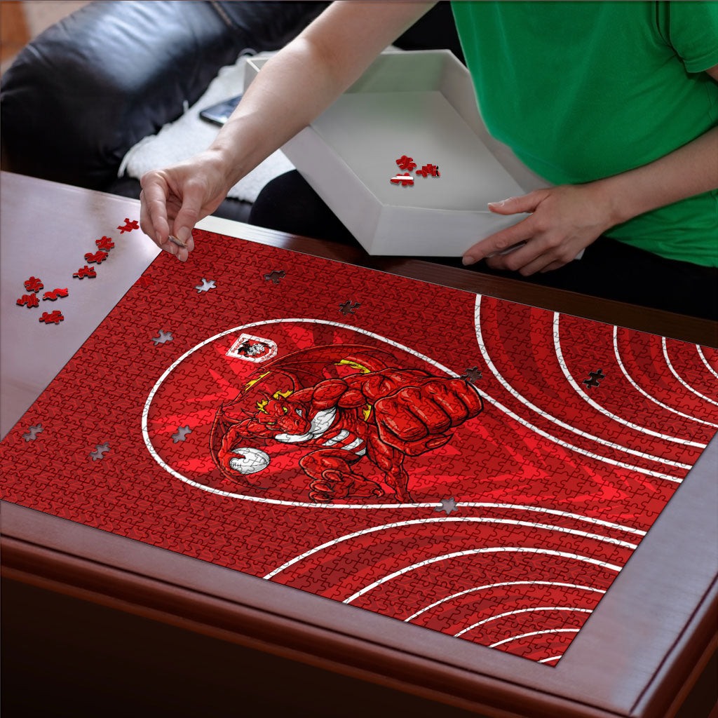 St George Illawarra Dragons Rugby Mascot Puzzle Australian Rugby Culture - Tribal Inspired Dragon