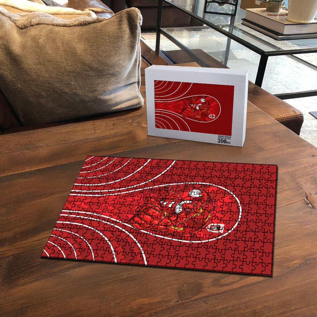 St George Illawarra Dragons Rugby Mascot Puzzle Australian Rugby Culture - Tribal Inspired Dragon