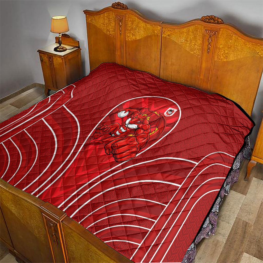 St George Illawarra Dragons Rugby Mascot Quilt Australian Rugby Culture - Tribal Inspired Dragon