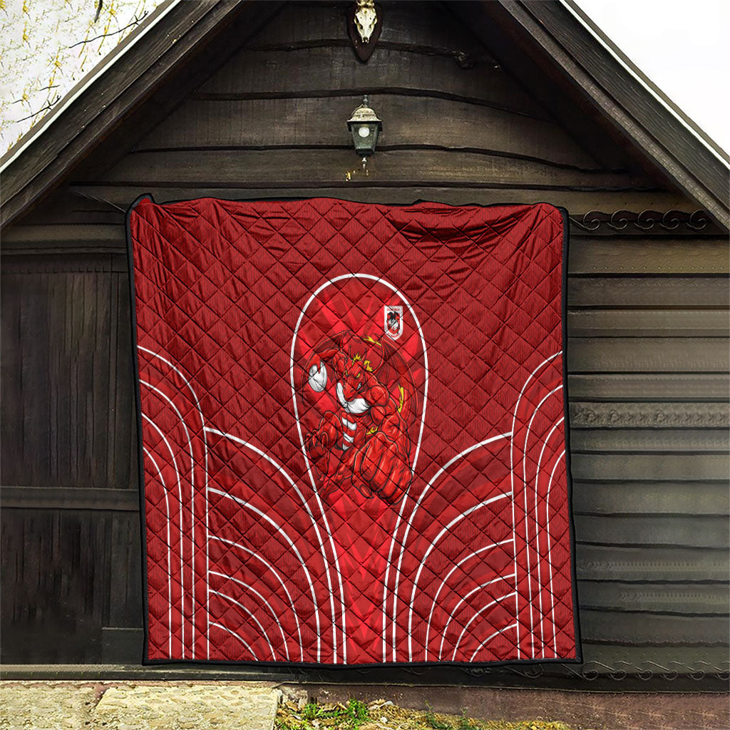 St George Illawarra Dragons Rugby Mascot Quilt Australian Rugby Culture - Tribal Inspired Dragon