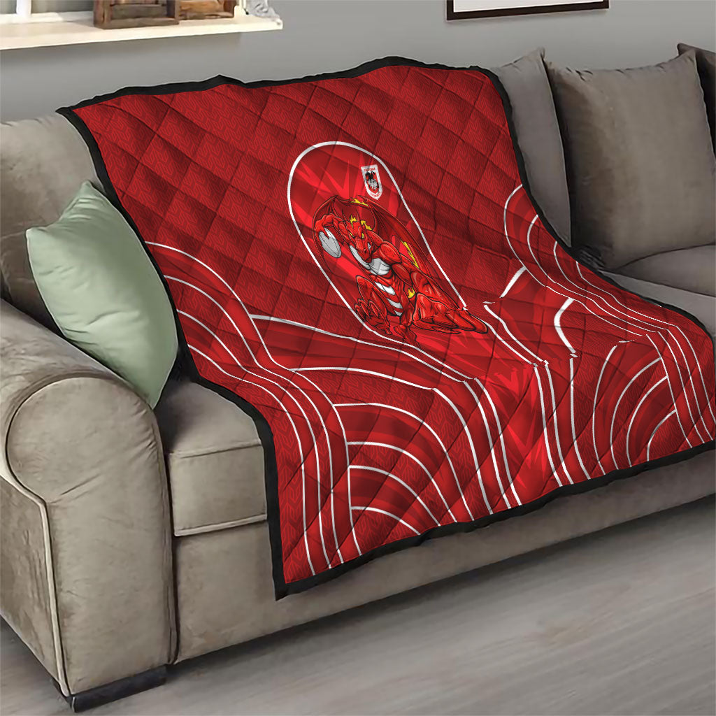 St George Illawarra Dragons Rugby Mascot Quilt Australian Rugby Culture - Tribal Inspired Dragon