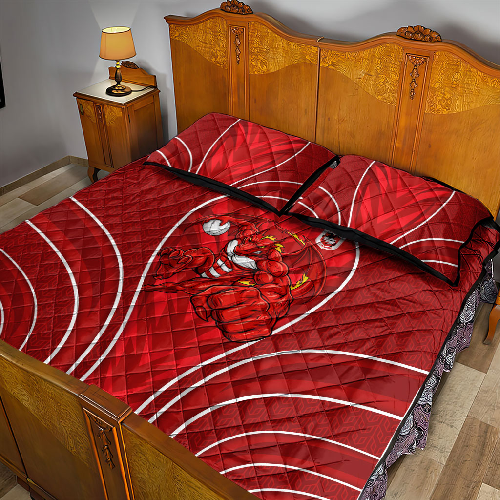 St George Illawarra Dragons Rugby Mascot Quilt Bed Set Australian Rugby Culture - Tribal Inspired Dragon