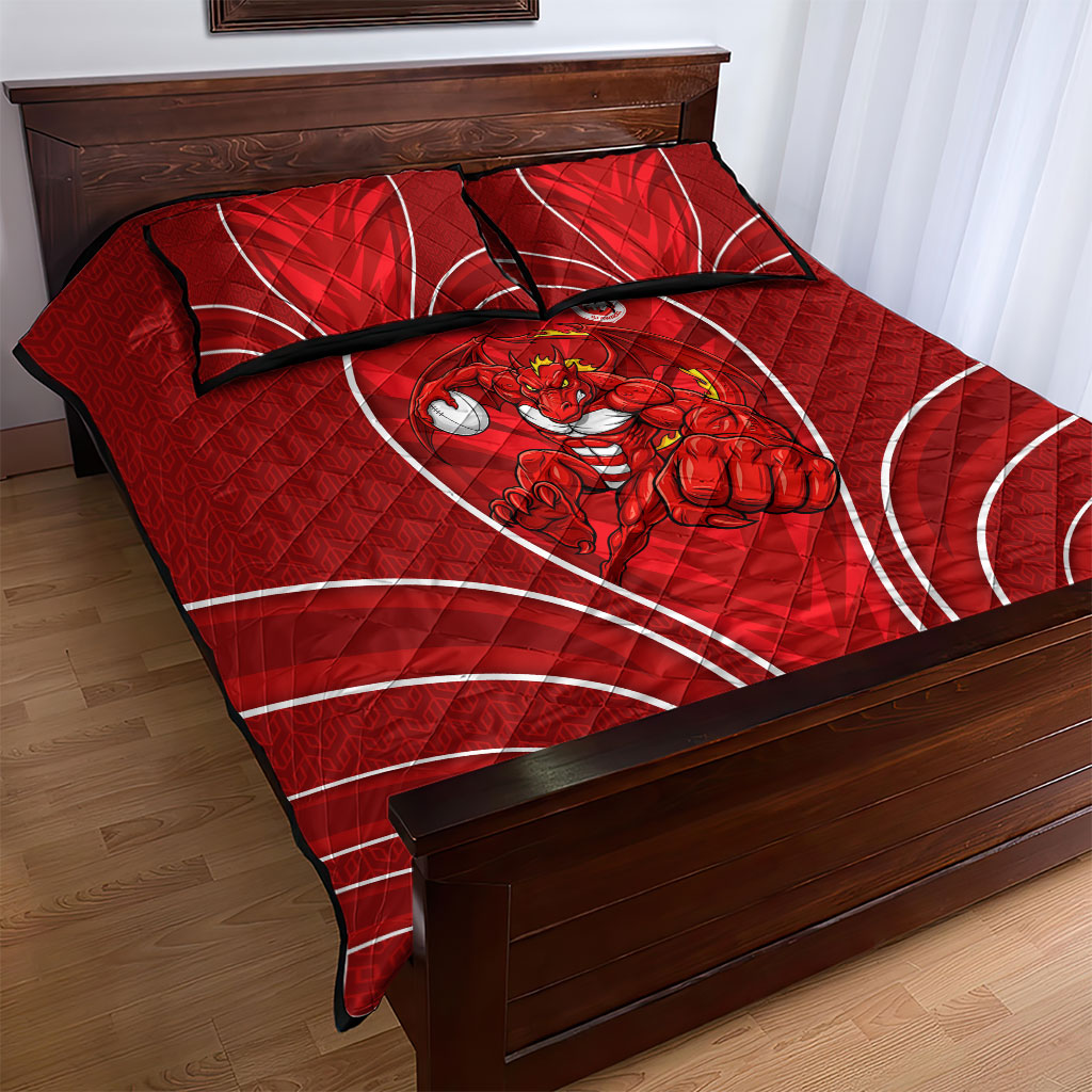 St George Illawarra Dragons Rugby Mascot Quilt Bed Set Australian Rugby Culture - Tribal Inspired Dragon
