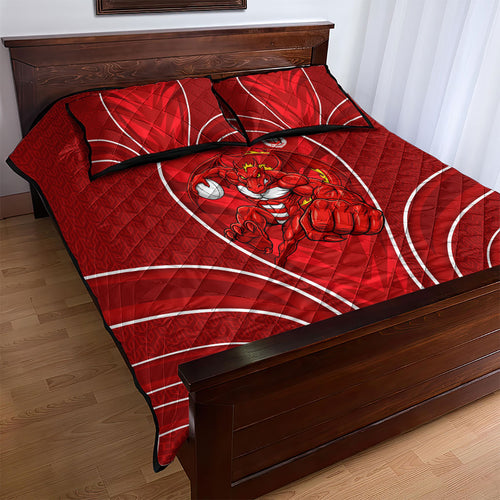 St George Illawarra Dragons Rugby Mascot Quilt Bed Set Australian Rugby Culture - Tribal Inspired Dragon