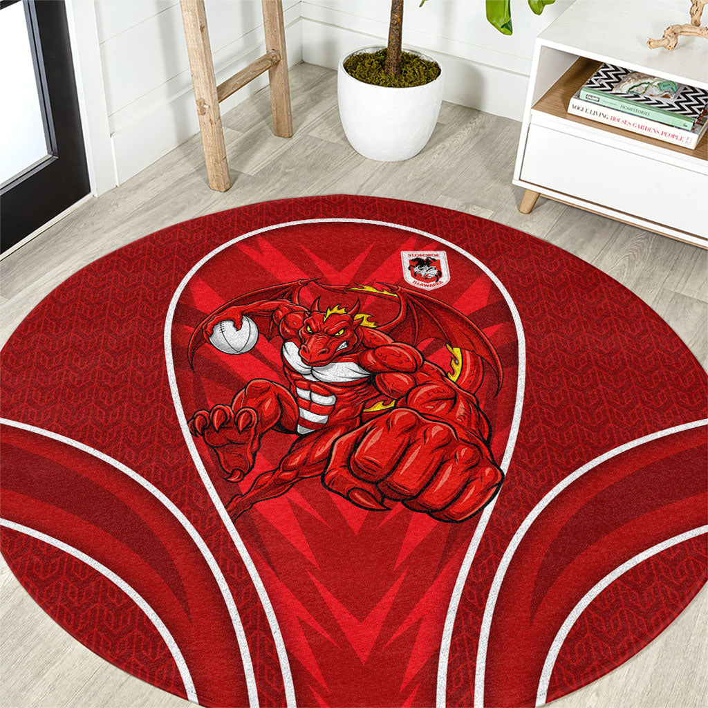 St George Illawarra Dragons Rugby Mascot Round Carpet Australian Rugby Culture - Tribal Inspired Dragon
