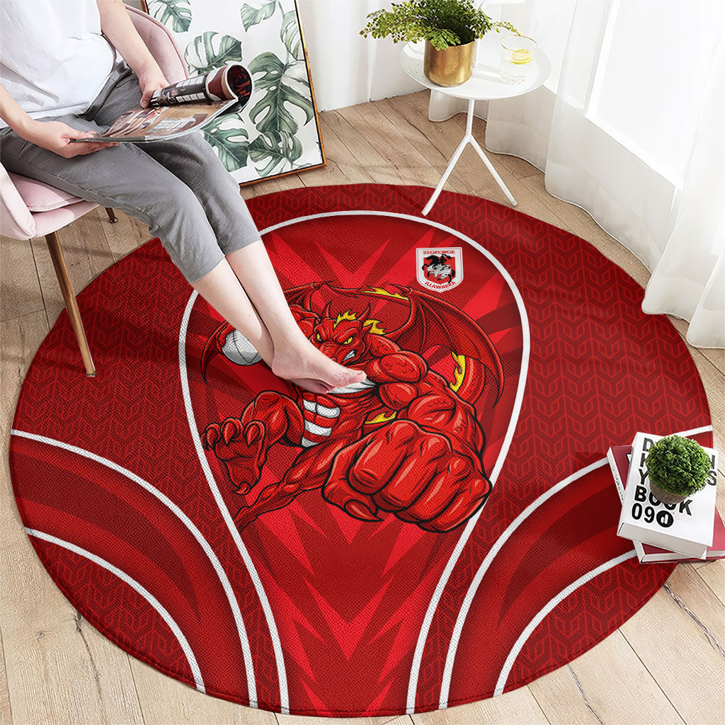 St George Illawarra Dragons Rugby Mascot Round Carpet Australian Rugby Culture - Tribal Inspired Dragon
