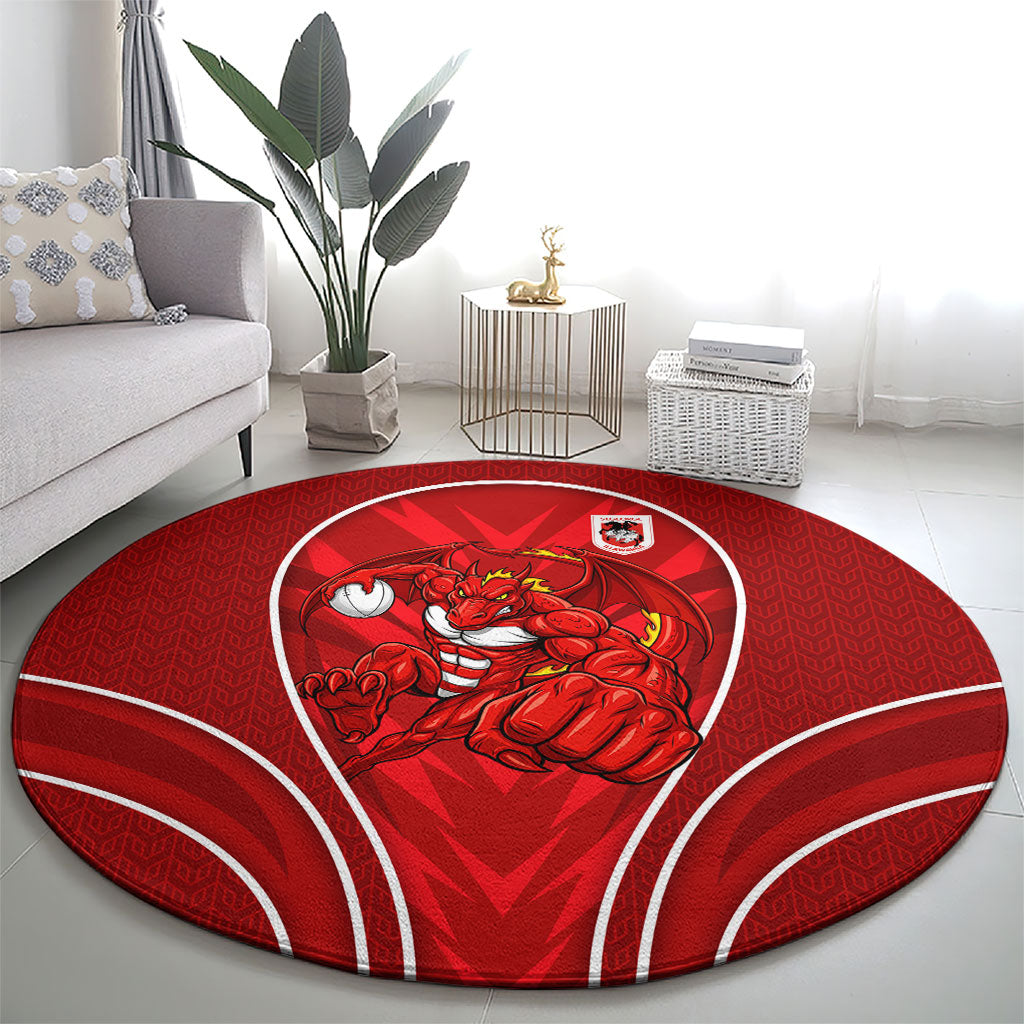 St George Illawarra Dragons Rugby Mascot Round Carpet Australian Rugby Culture - Tribal Inspired Dragon