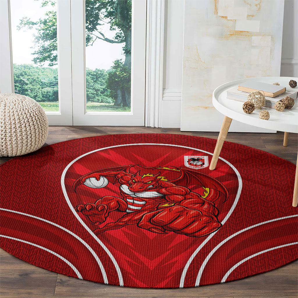 St George Illawarra Dragons Rugby Mascot Round Carpet Australian Rugby Culture - Tribal Inspired Dragon
