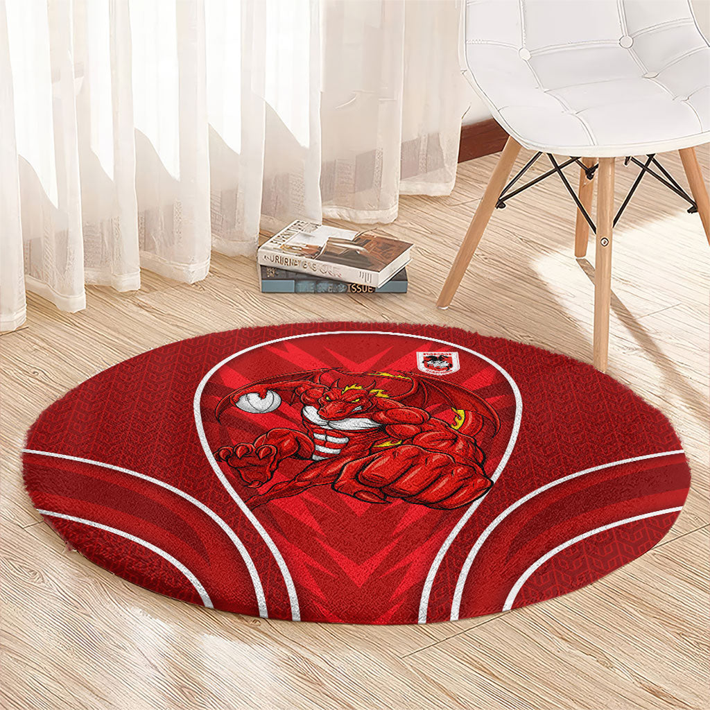St George Illawarra Dragons Rugby Mascot Round Carpet Australian Rugby Culture - Tribal Inspired Dragon