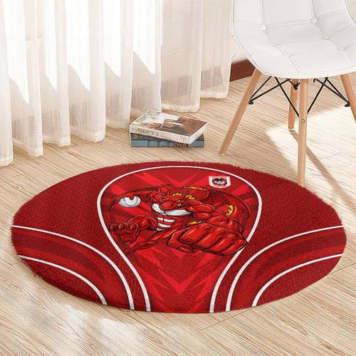 St George Illawarra Dragons Rugby Mascot Round Carpet Australian Rugby Culture - Tribal Inspired Dragon