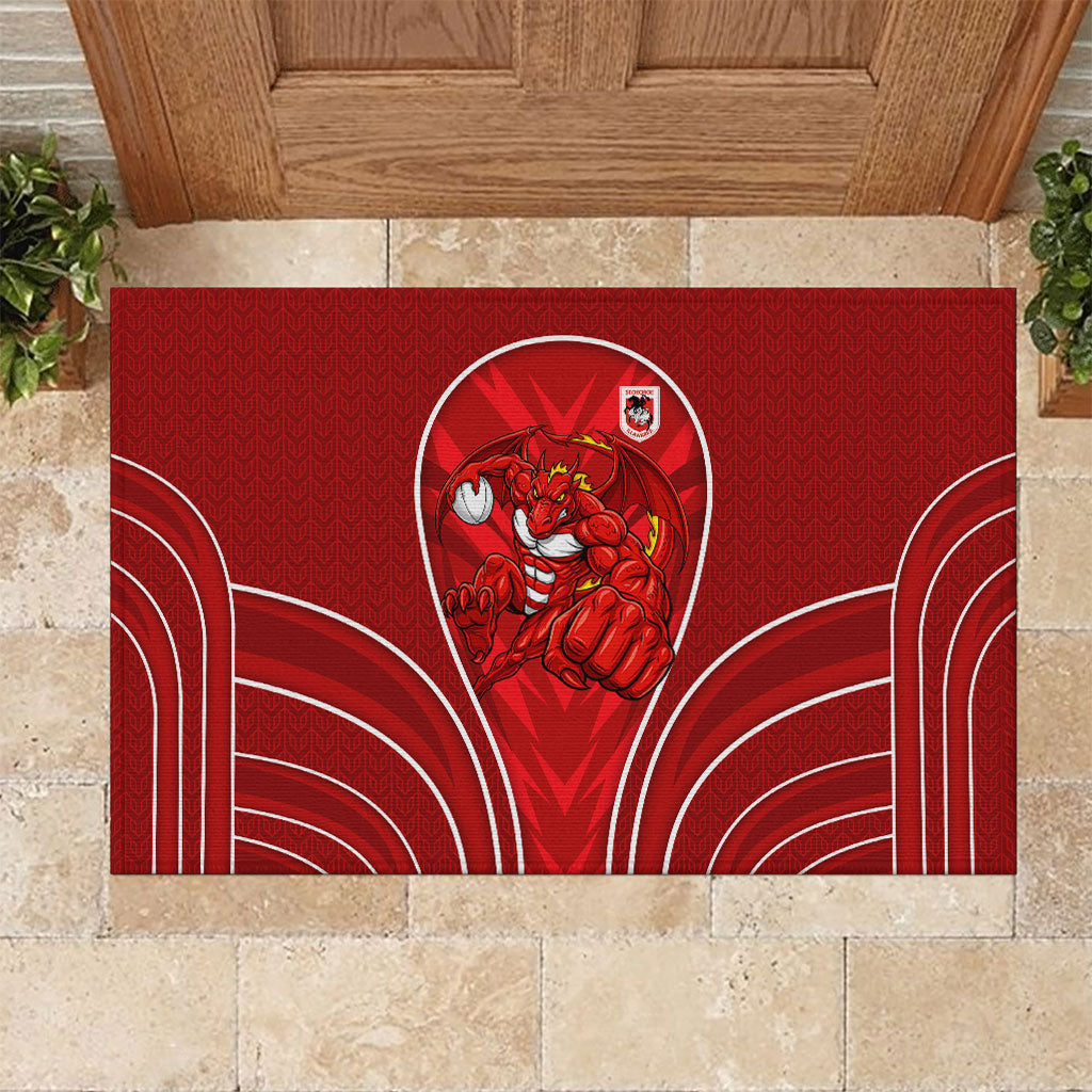 St George Illawarra Dragons Rugby Mascot Rubber Doormat Australian Rugby Culture - Tribal Inspired Dragon