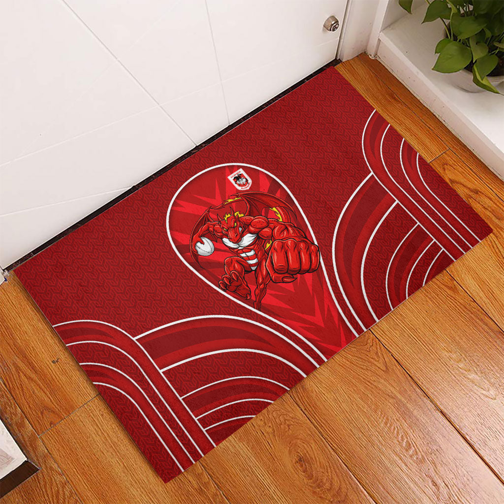 St George Illawarra Dragons Rugby Mascot Rubber Doormat Australian Rugby Culture - Tribal Inspired Dragon