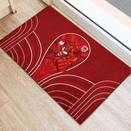 St George Illawarra Dragons Rugby Mascot Rubber Doormat Australian Rugby Culture - Tribal Inspired Dragon