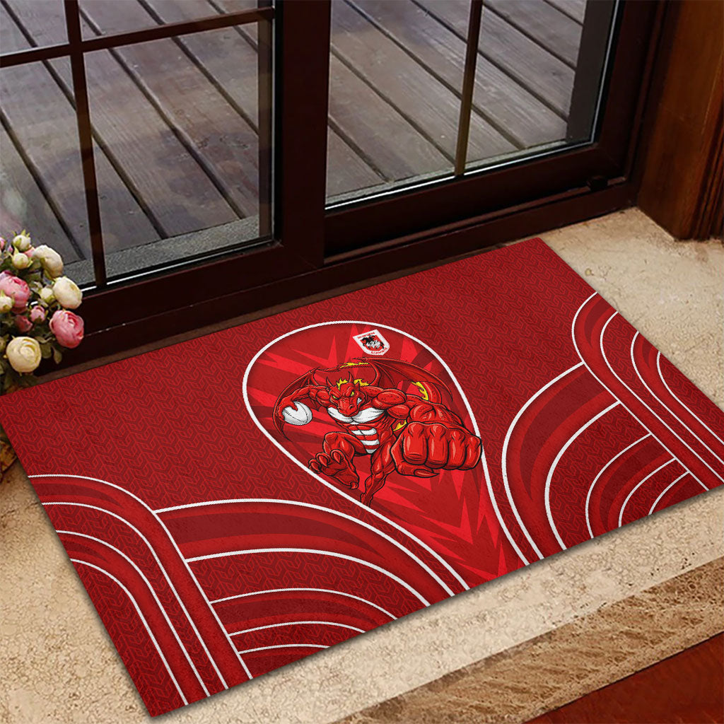 St George Illawarra Dragons Rugby Mascot Rubber Doormat Australian Rugby Culture - Tribal Inspired Dragon