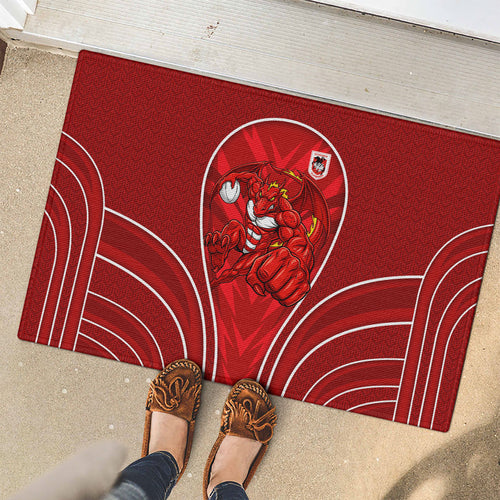 St George Illawarra Dragons Rugby Mascot Rubber Doormat Australian Rugby Culture - Tribal Inspired Dragon