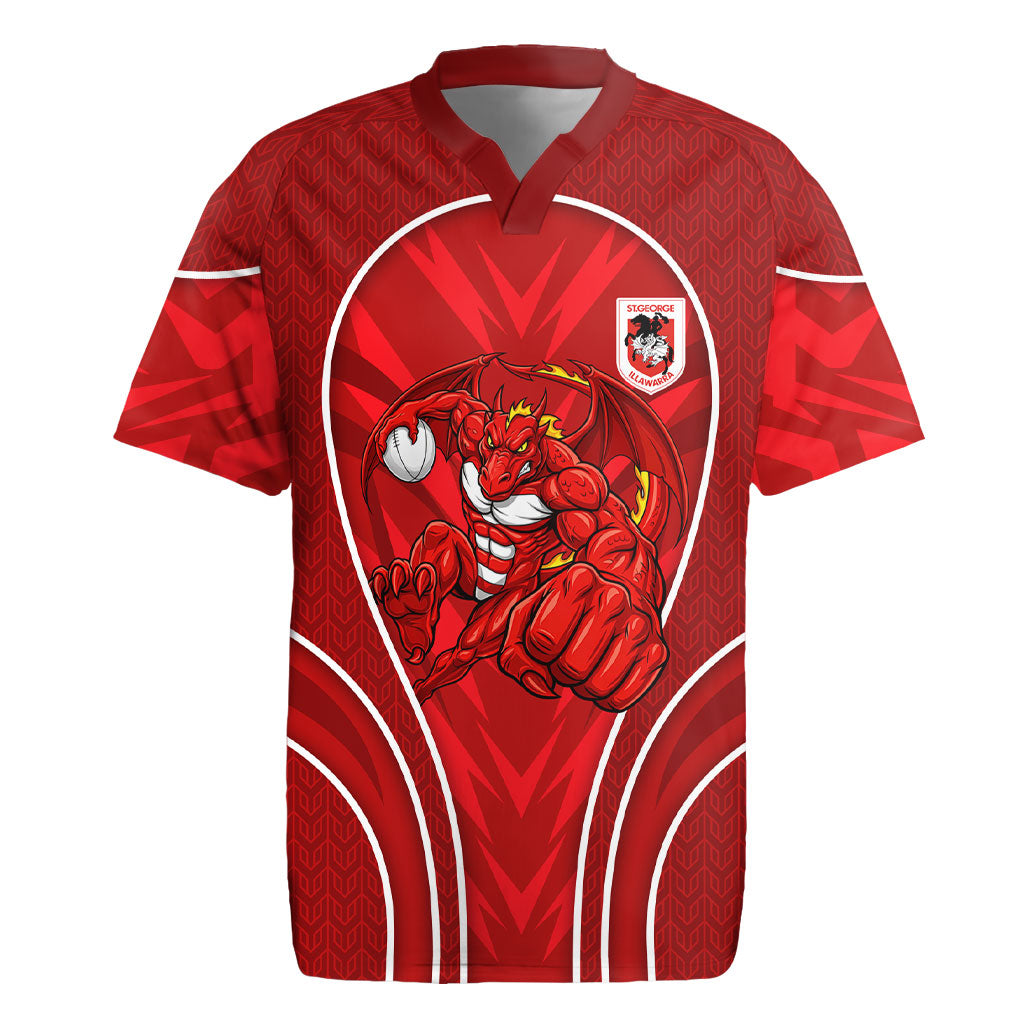 St George Illawarra Dragons Rugby Mascot Rugby Jersey Australian Rugby Culture - Tribal Inspired Dragon