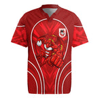 St George Illawarra Dragons Rugby Mascot Rugby Jersey Australian Rugby Culture - Tribal Inspired Dragon