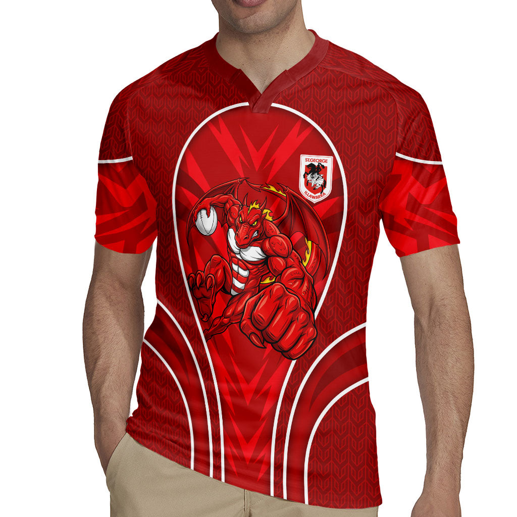 St George Illawarra Dragons Rugby Mascot Rugby Jersey Australian Rugby Culture - Tribal Inspired Dragon
