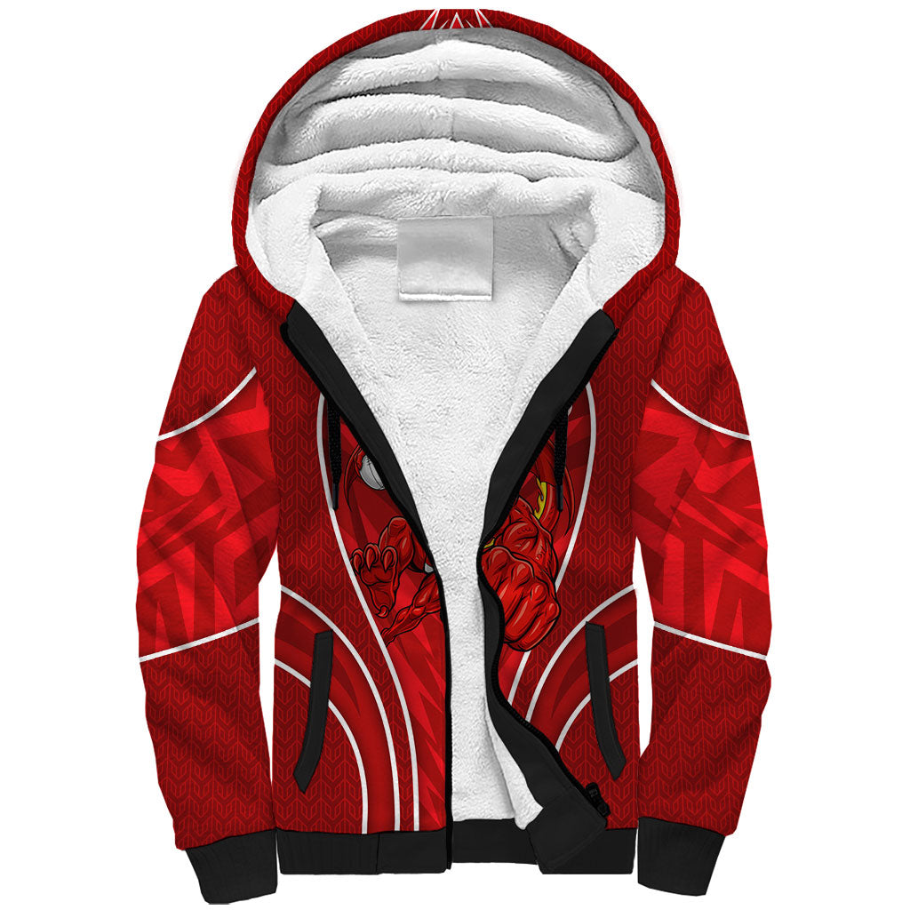 St George Illawarra Dragons Rugby Mascot Sherpa Hoodie Australian Rugby Culture - Tribal Inspired Dragon