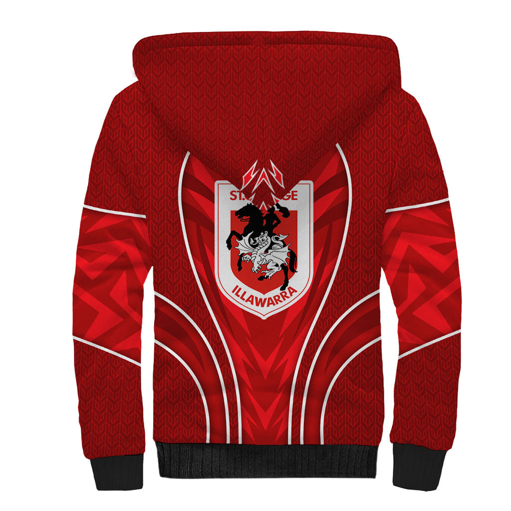 St George Illawarra Dragons Rugby Mascot Sherpa Hoodie Australian Rugby Culture - Tribal Inspired Dragon