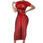 St George Illawarra Dragons Rugby Mascot Short Sleeve Bodycon Dress Australian Rugby Culture - Tribal Inspired Dragon