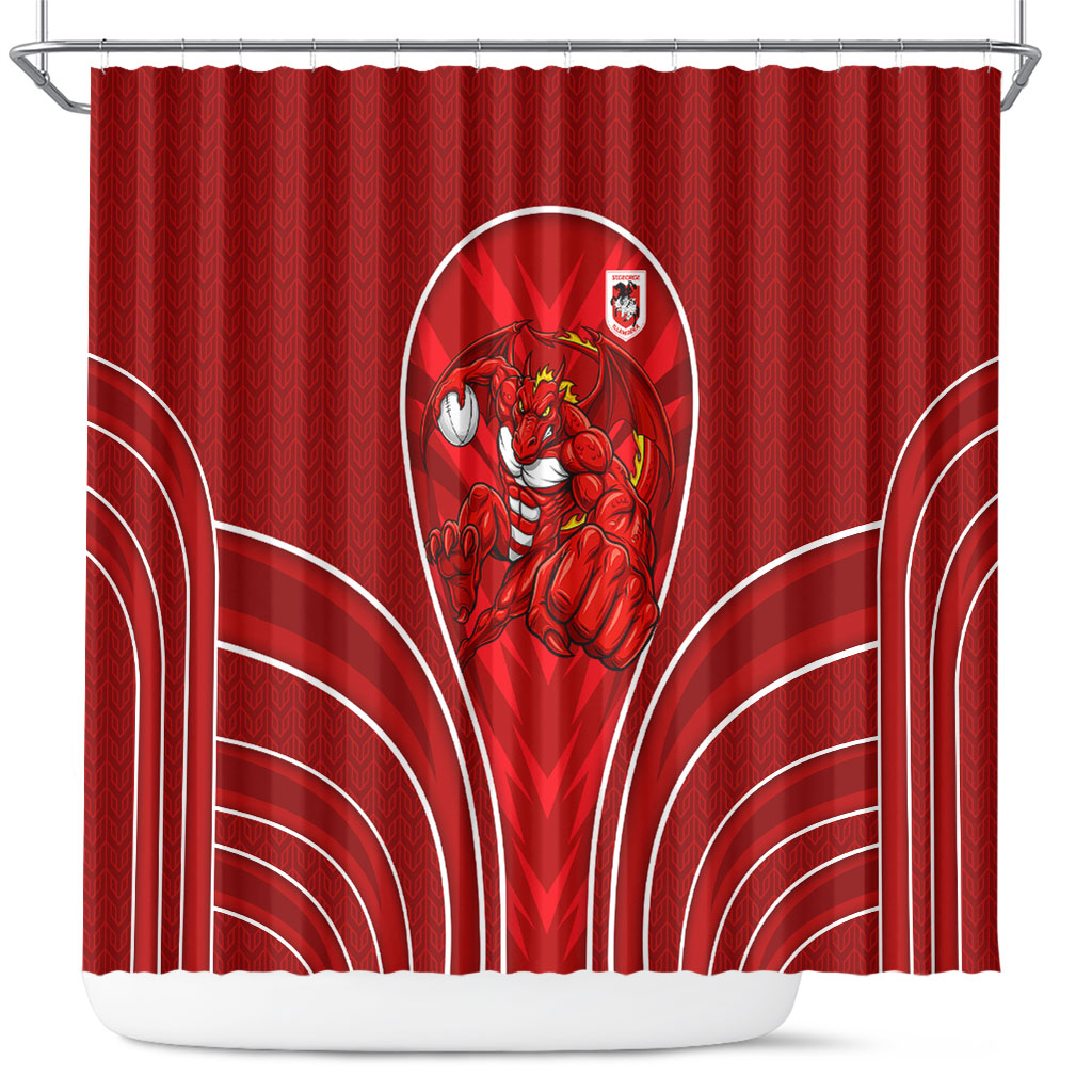 St George Illawarra Dragons Rugby Mascot Shower Curtain Australian Rugby Culture - Tribal Inspired Dragon