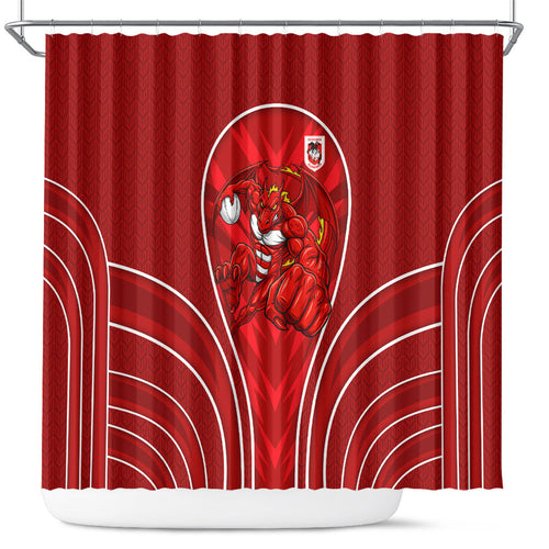 St George Illawarra Dragons Rugby Mascot Shower Curtain Australian Rugby Culture - Tribal Inspired Dragon