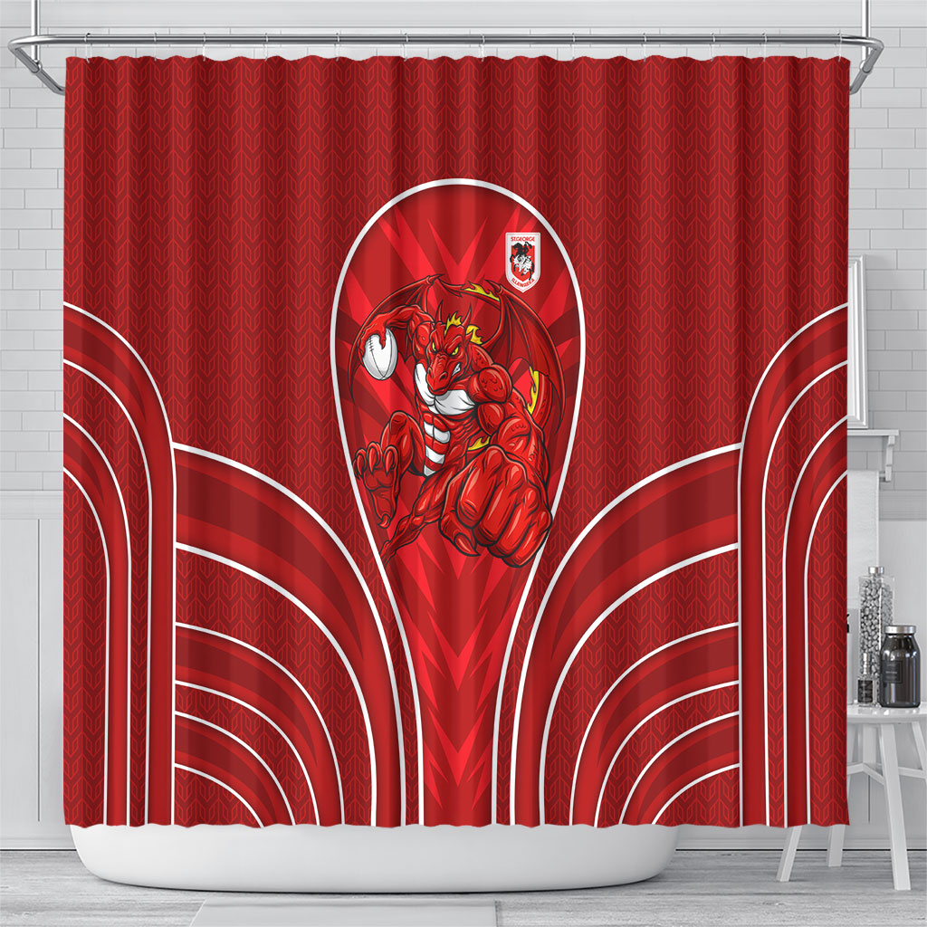 St George Illawarra Dragons Rugby Mascot Shower Curtain Australian Rugby Culture - Tribal Inspired Dragon
