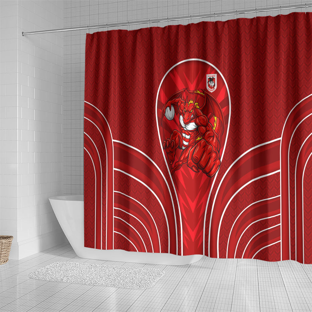 St George Illawarra Dragons Rugby Mascot Shower Curtain Australian Rugby Culture - Tribal Inspired Dragon