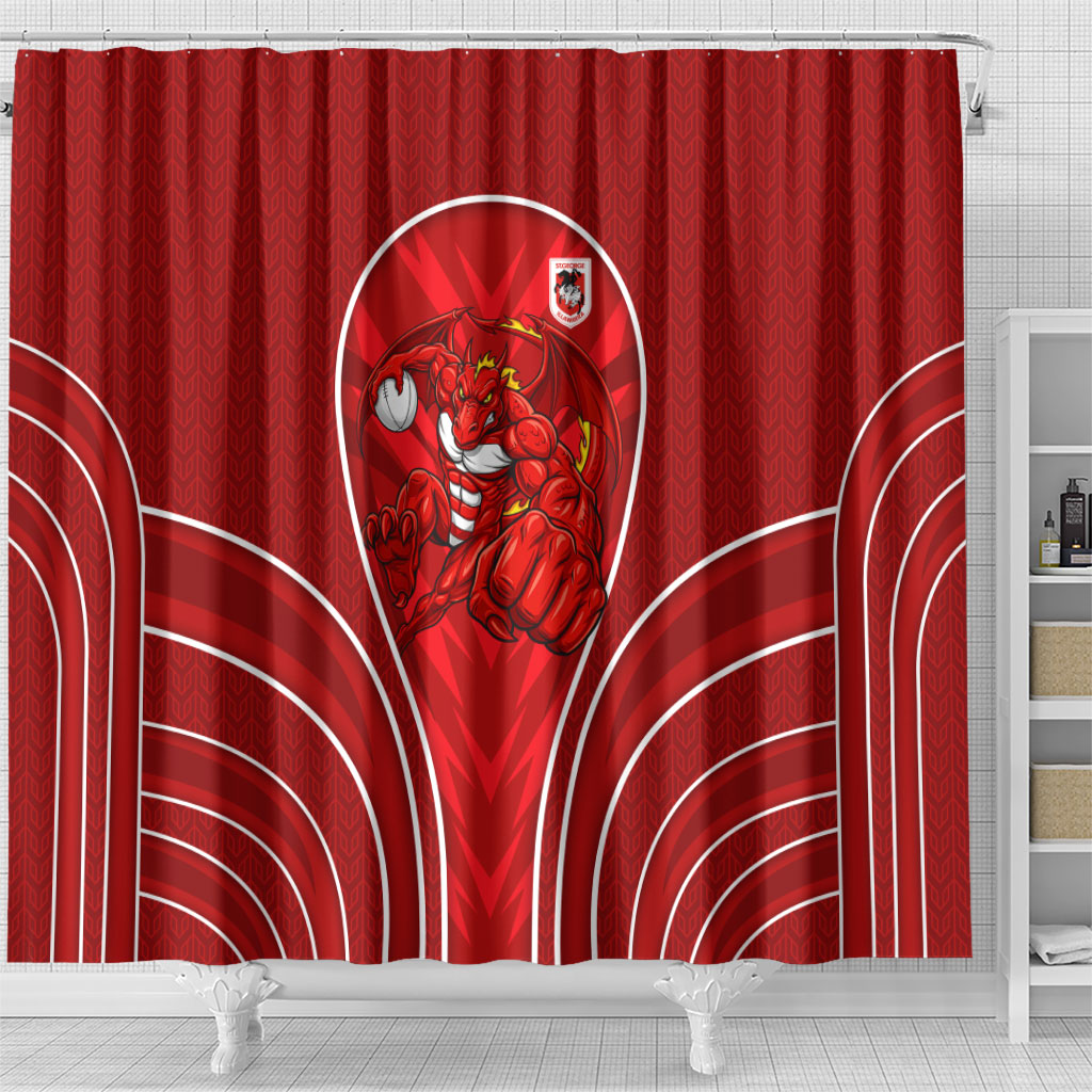 St George Illawarra Dragons Rugby Mascot Shower Curtain Australian Rugby Culture - Tribal Inspired Dragon