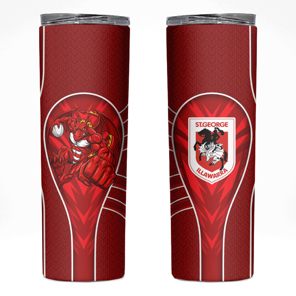 St George Illawarra Dragons Rugby Mascot Skinny Tumbler Australian Rugby Culture - Tribal Inspired Dragon
