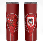 St George Illawarra Dragons Rugby Mascot Skinny Tumbler Australian Rugby Culture - Tribal Inspired Dragon