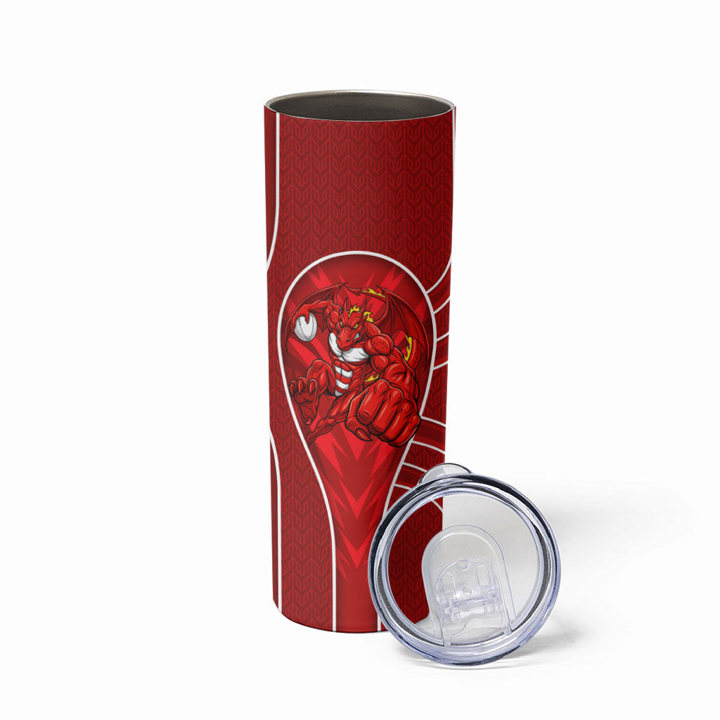 St George Illawarra Dragons Rugby Mascot Skinny Tumbler Australian Rugby Culture - Tribal Inspired Dragon