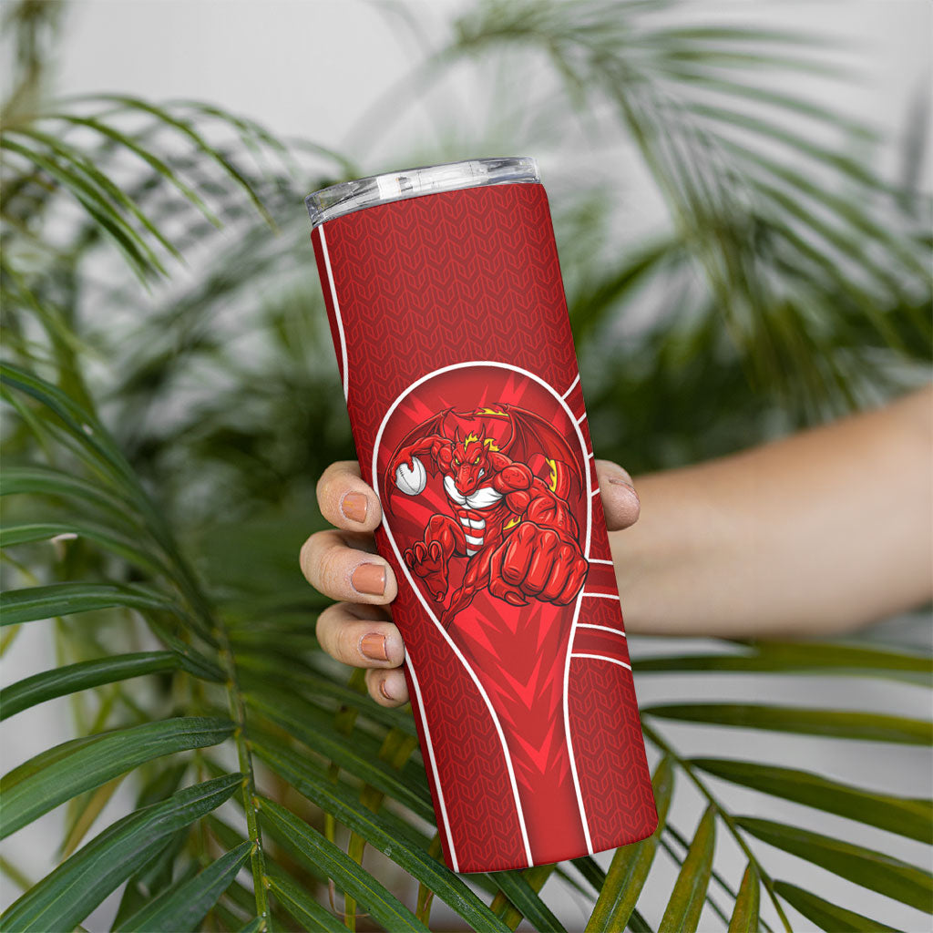 St George Illawarra Dragons Rugby Mascot Skinny Tumbler Australian Rugby Culture - Tribal Inspired Dragon
