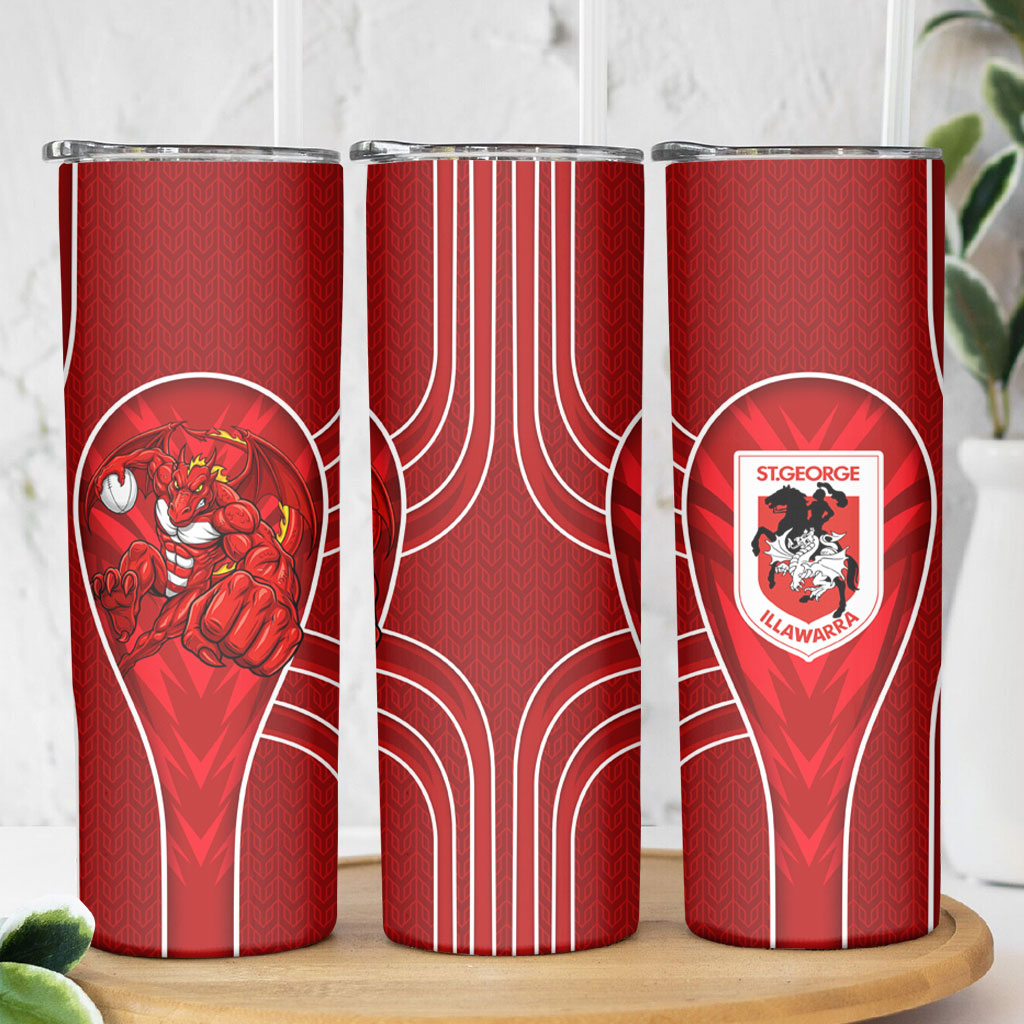 St George Illawarra Dragons Rugby Mascot Skinny Tumbler Australian Rugby Culture - Tribal Inspired Dragon
