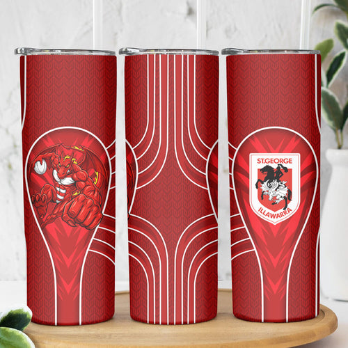 St George Illawarra Dragons Rugby Mascot Skinny Tumbler Australian Rugby Culture - Tribal Inspired Dragon