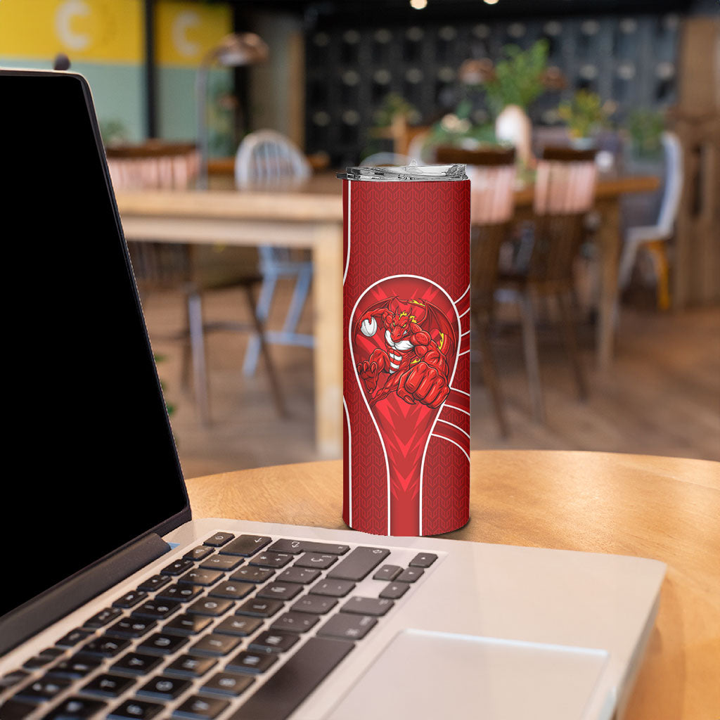 St George Illawarra Dragons Rugby Mascot Skinny Tumbler Australian Rugby Culture - Tribal Inspired Dragon