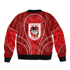 St George Illawarra Dragons Rugby Mascot Sleeve Zip Bomber Jacket Australian Rugby Culture - Tribal Inspired Dragon