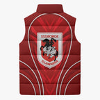 St George Illawarra Dragons Rugby Mascot Sleeveless Puffer Jacket Australian Rugby Culture - Tribal Inspired Dragon