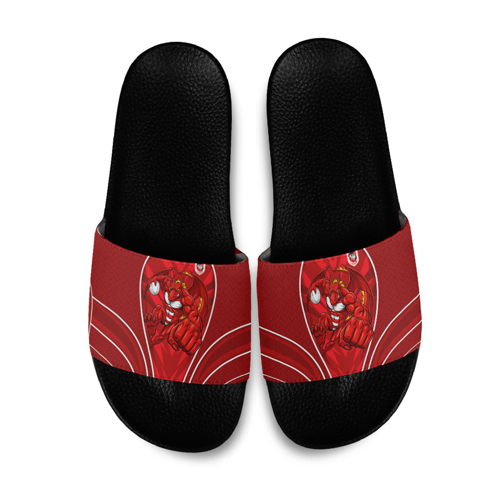 St George Illawarra Dragons Rugby Mascot Slide Sandals Australian Rugby Culture - Tribal Inspired Dragon