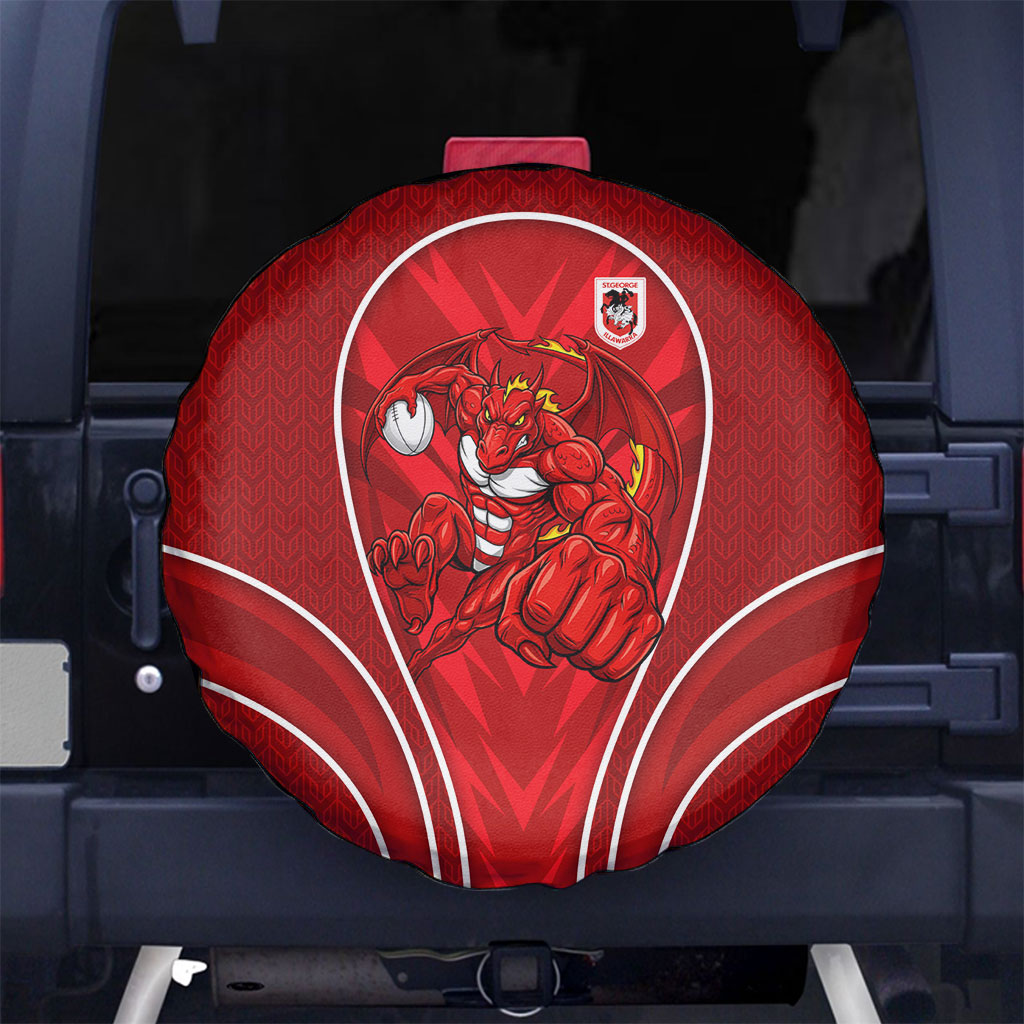 St George Illawarra Dragons Rugby Mascot Spare Tire Cover Australian Rugby Culture - Tribal Inspired Dragon