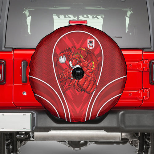 St George Illawarra Dragons Rugby Mascot Spare Tire Cover Australian Rugby Culture - Tribal Inspired Dragon