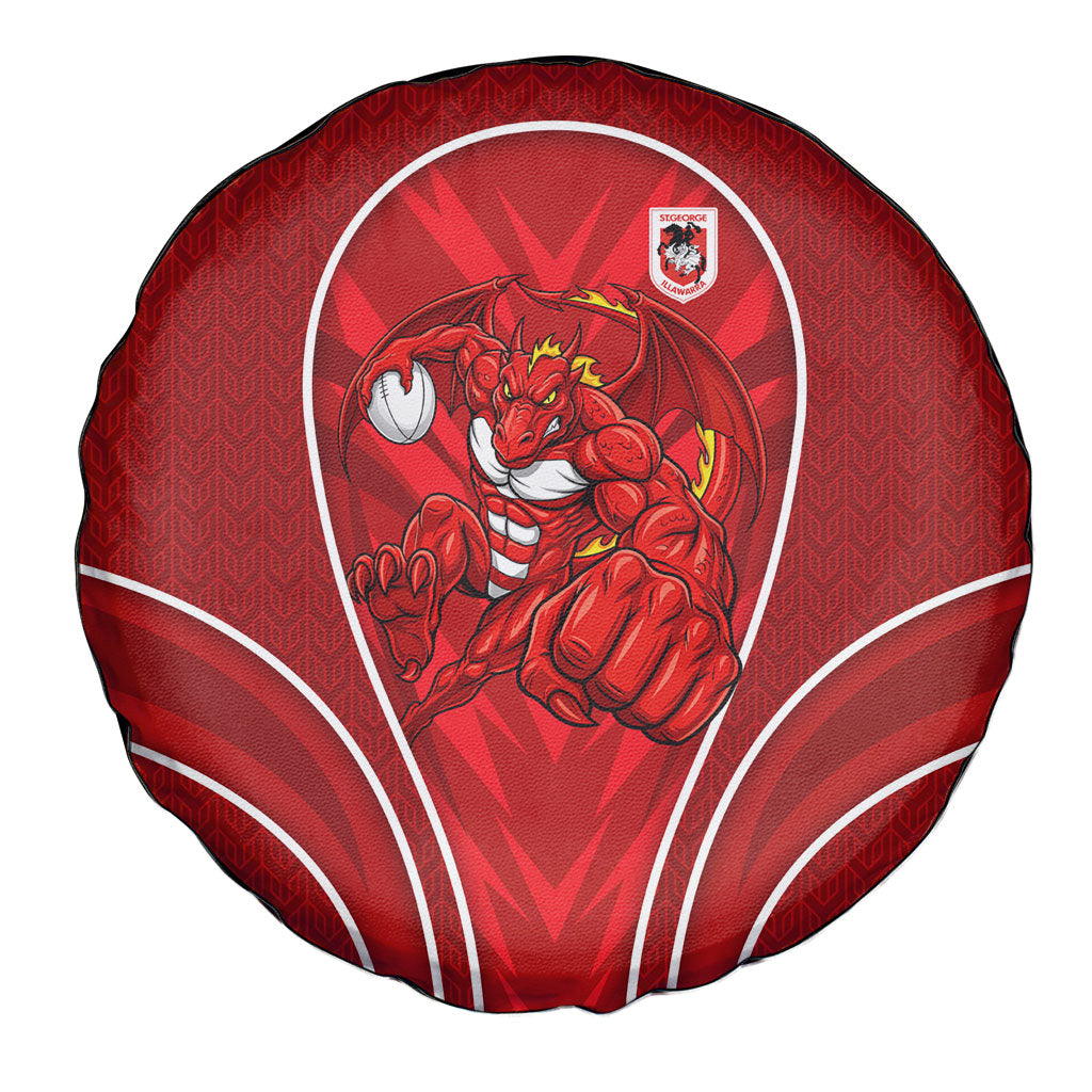 St George Illawarra Dragons Rugby Mascot Spare Tire Cover Australian Rugby Culture - Tribal Inspired Dragon